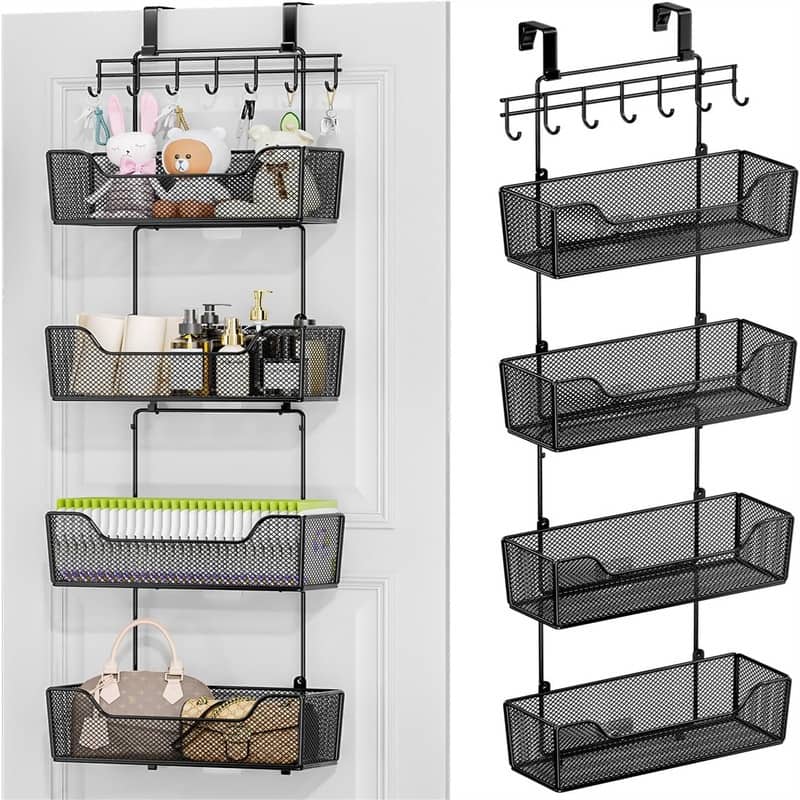 Over The Door Organizer - Hanging Door Organizer - 5"D x 10"W x 13.5"H - Black - 5"D x 10"W x 13.5"H