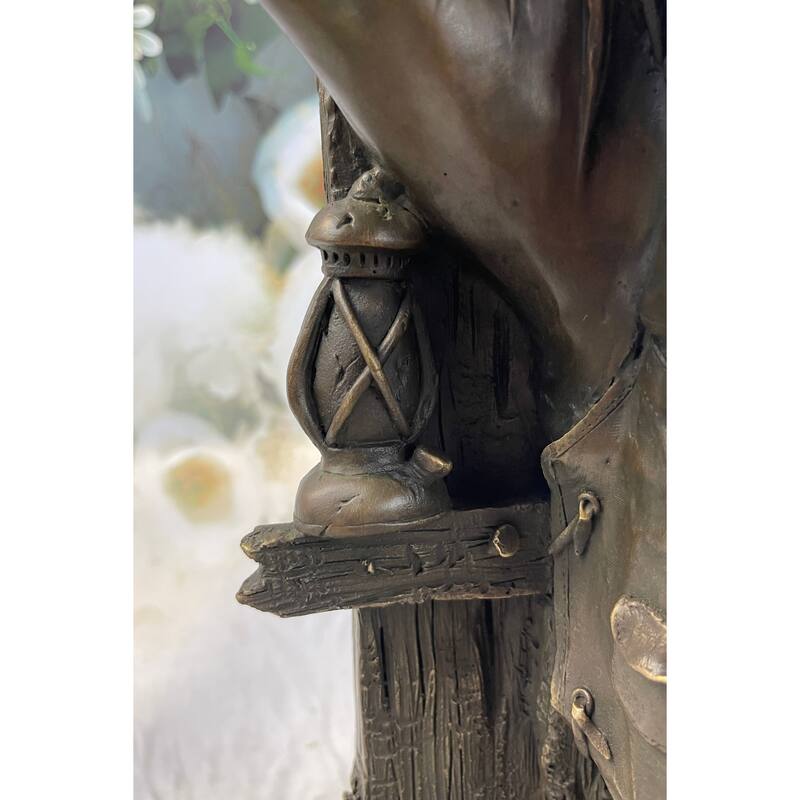 Cowboy Saddling Imitative Horse Stables Barn Bronze Statue Sculpture Figure 16 Inches X 8 Inches
