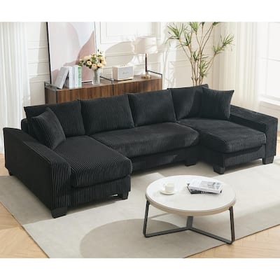 114" Convertible Sleeper Sofa,Oversized U Shaped Sectional Couch