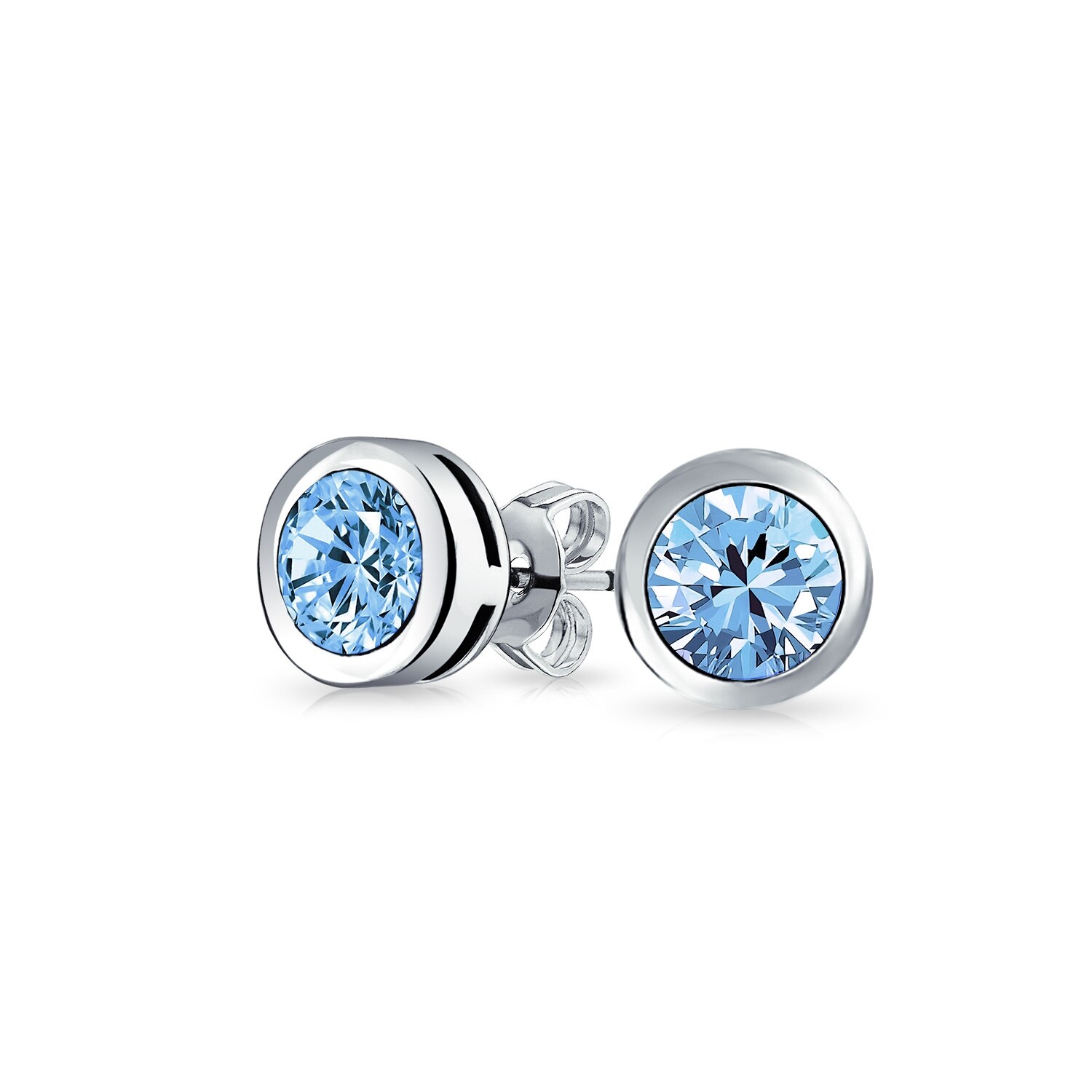 .50CT Round Brilliant Cut AAA CZ Solitaire Stud Earrings For Women Men Sterling Silver Screwback Blue Pink Clear 5MM