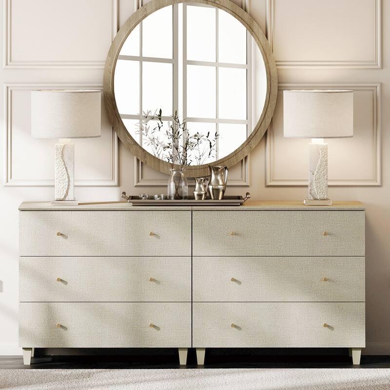 WAMPAT 6-Drawer Dresser and Nightstands Set of 3 for Bedroom, 70.8"