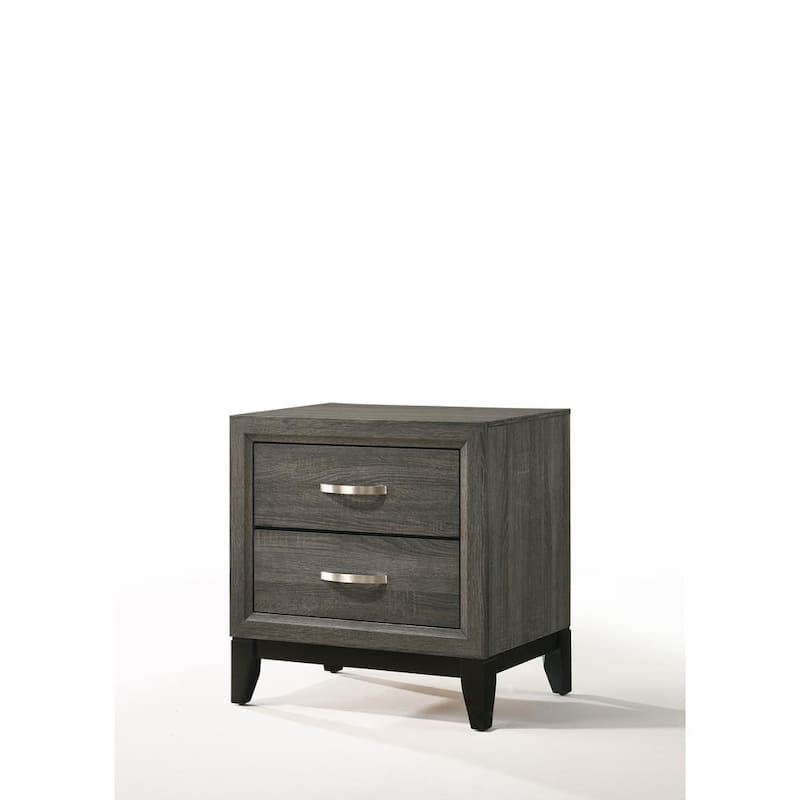Wooden Nightstand with 2 Drawers Storage in Weathered Gray