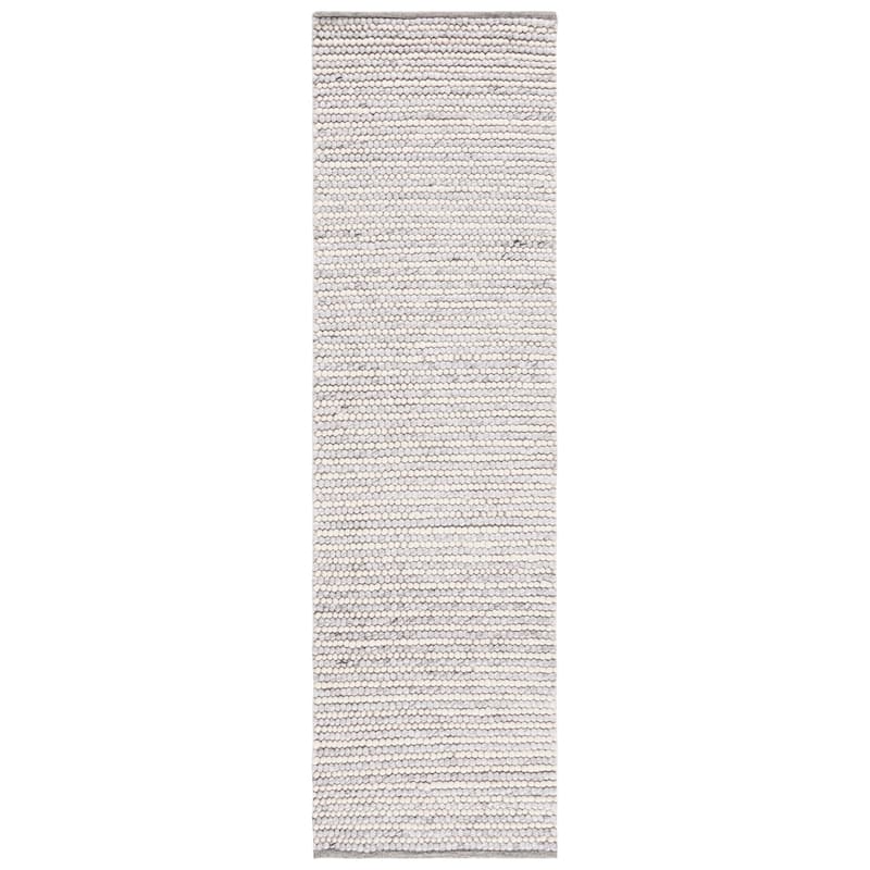 SAFAVIEH Handmade Natura Courtney Wool Rug - 2'3" x 8' Runner - Ivory/Light Grey