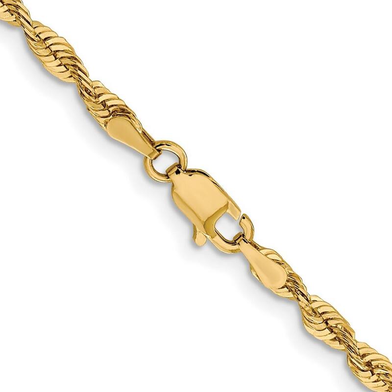Curata 10k Yellow Gold Solid Polished Lobster Claw Closure Valu plus 3.0mm Sparkle Cut Lightweight Chain Bracelet