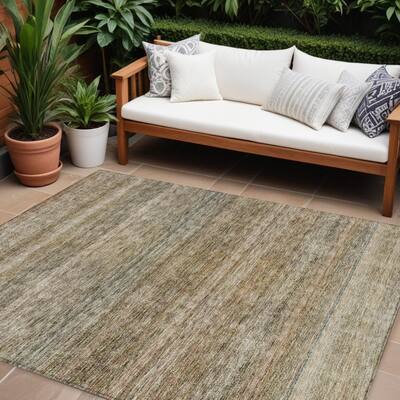 HomeRoots Striped Transitional Rectangle Outdoor Rug