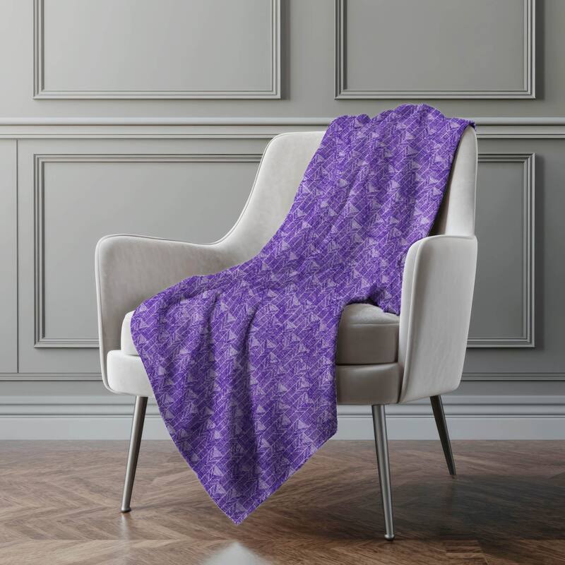 Premium Machine Washable Modern Boho Sherpa Throw Blanket - Purple - 4'2" x 5'10"