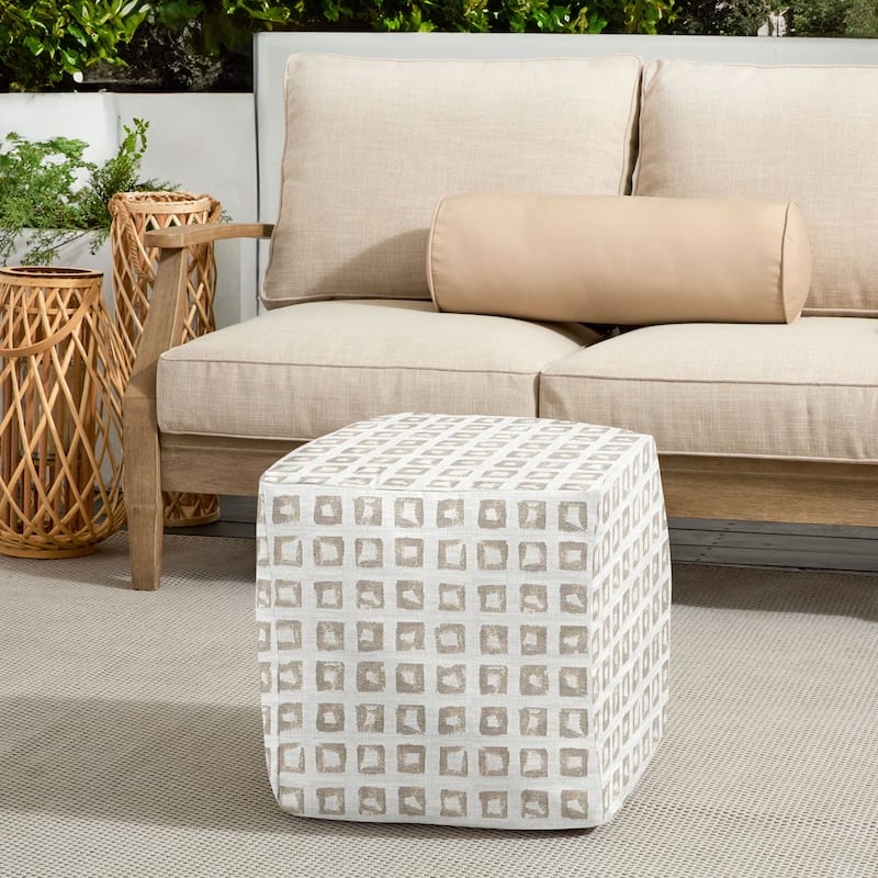 Sorra Home Sunbrella Outdoor Square Bean Pouf - Kindle Silk - Large