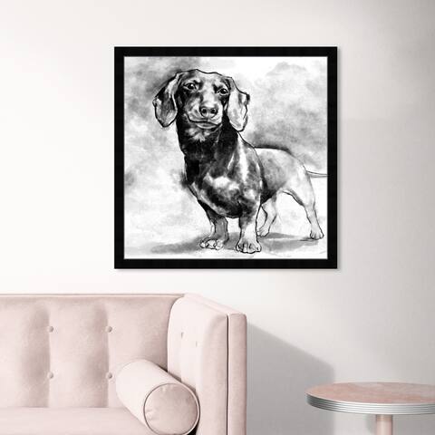Oliver Gal 'Dachshund' Animals Wall Art Framed Print Dogs and Puppies - Black, White
