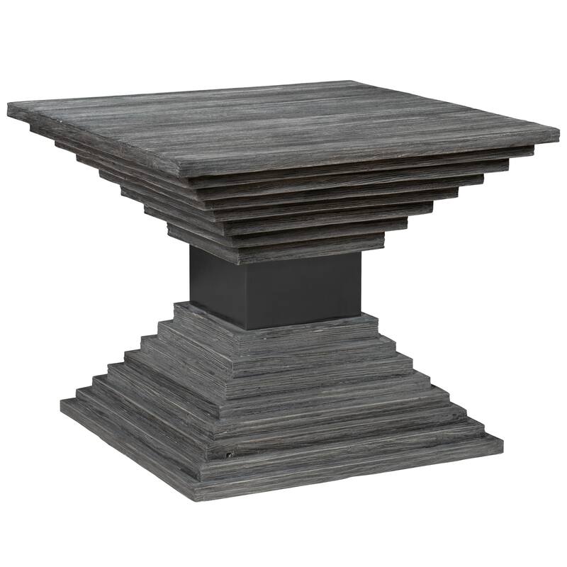 Geometric Wooden Side Accent Table - 22" - Gray