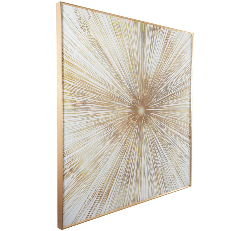 Porcelain Ceramic Starburst Radial Living Room Wall Decor with Gold Aluminum Frame - Gold - CosmoLiving by Cosmopolitan