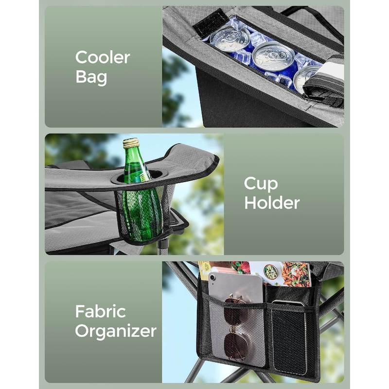 Lumbar Support Folding Camping Chair with High Backrest and Cup Holders Included Carry Bag - 24.8"D x 37.4"W x 39.2"H