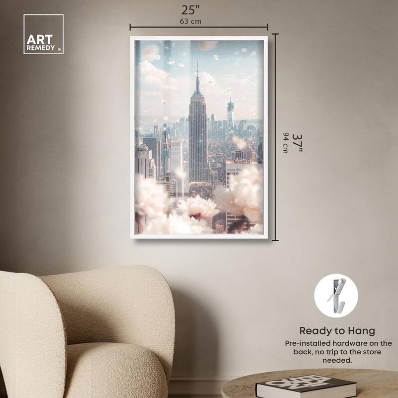 Peonies Over New York Shadowbox by Art Remedy
