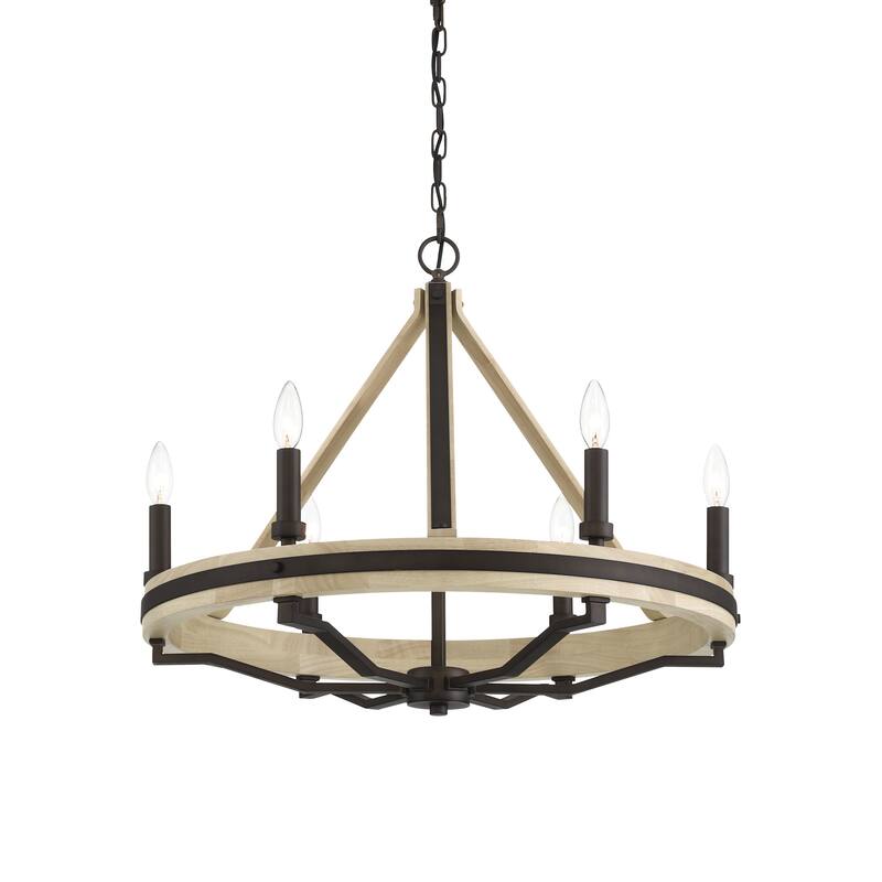 Minka Lavery 2626 Sonoma 6 Light 27" Wide Taper Candle Style - Dark Bronze / Natural Solid Wood