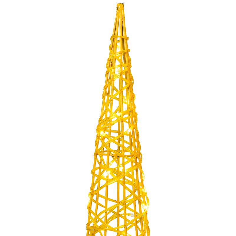 3 LED Twinkle Lighted Gold Mesh Cone Trees Christmas Decors 39.5"