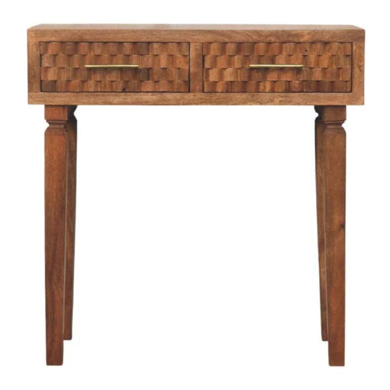 Artisan Furniture Solid Wood Arno Console Table in Golden Teak, 2-Drawers - N/A
