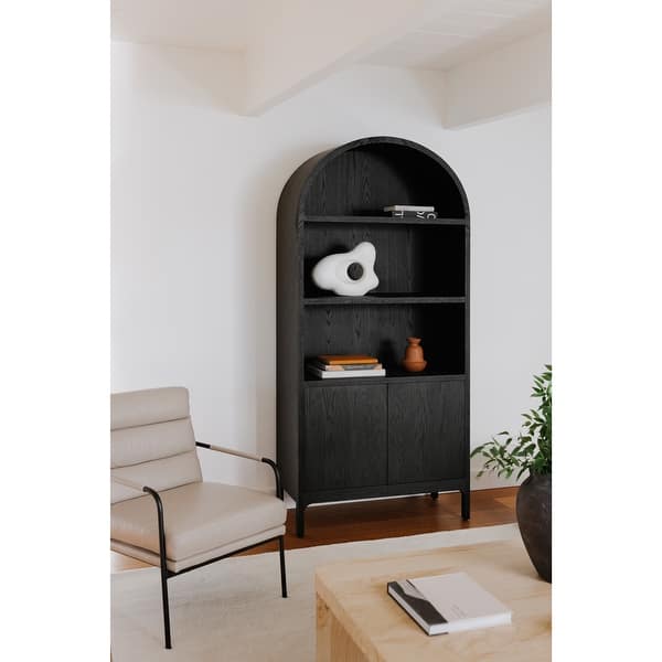 slide 2 of 11, Aurelle Home Arched Bookshelf Display Cabinet