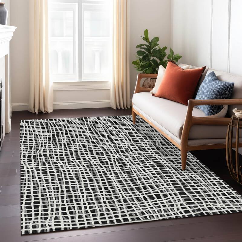 Machine Washable Indoor/ Outdoor Chantille Modern Abstract Rug