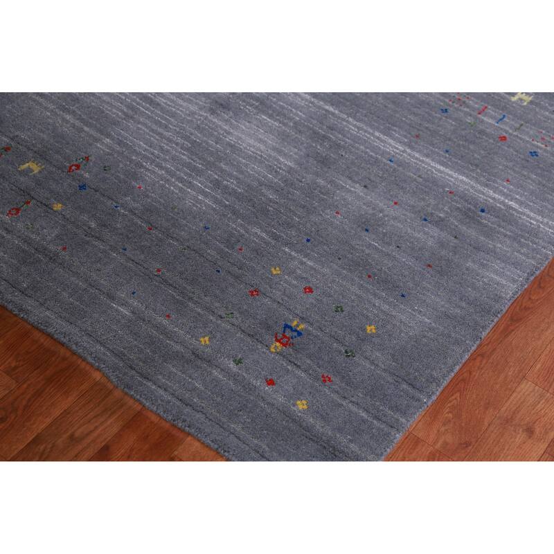 Hand Knotted Oriental 100% Wool Carpet Tribal Tribal Greys & Charcoal Gabbeh Area Rug - 10' 1'' X 8' 3''