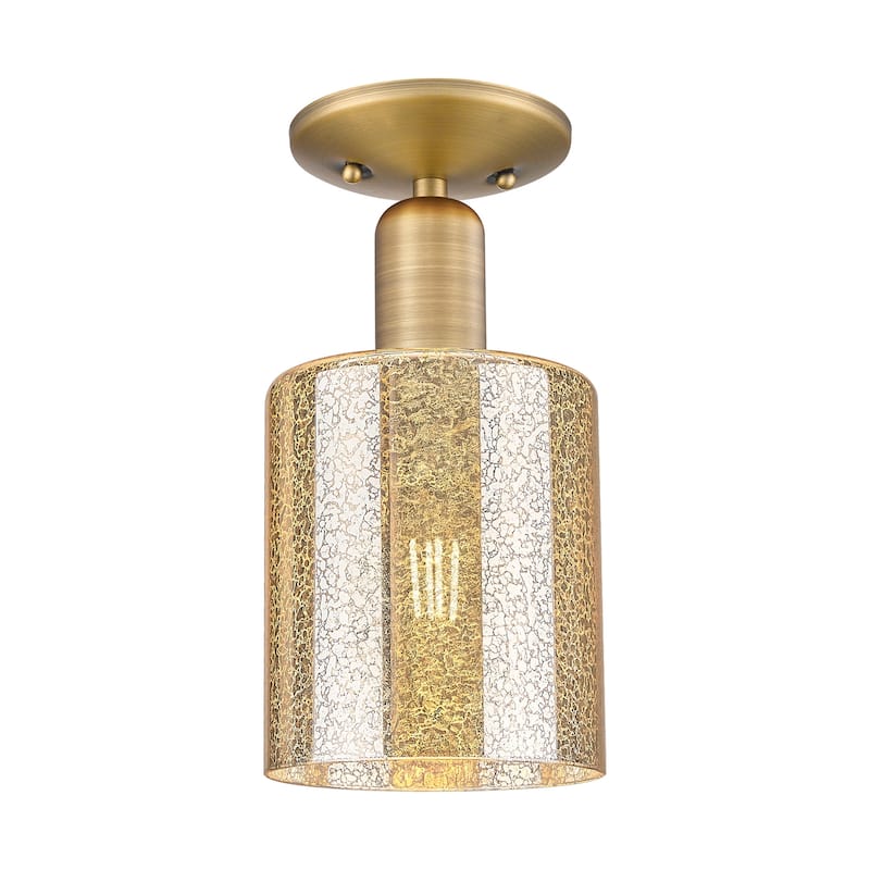 Innovations Lighting 716-1C-11-5 Cobbleskill Semi-Flush Cobbleskill 5" - Brushed Brass / Mercury