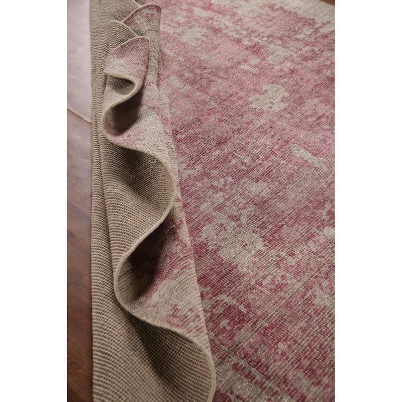 Pink Modern Abstract Area Rug Hand-Knotted Wool Carpet - 7'11"x 9'8"