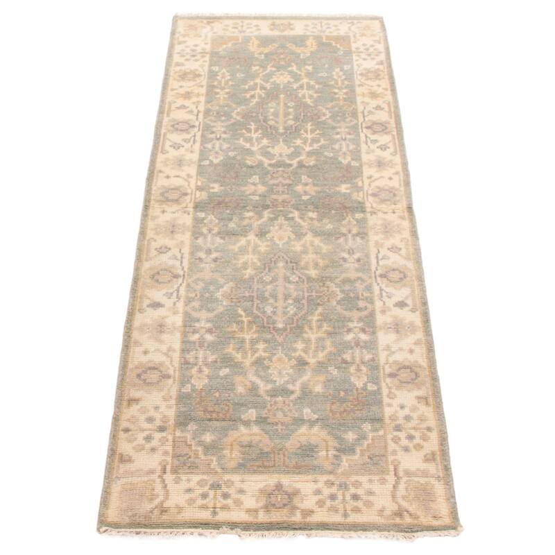 ECARPETGALLERY Hand-knotted Royal Oushak Grey Wool Rug - 2'8 x 8'2