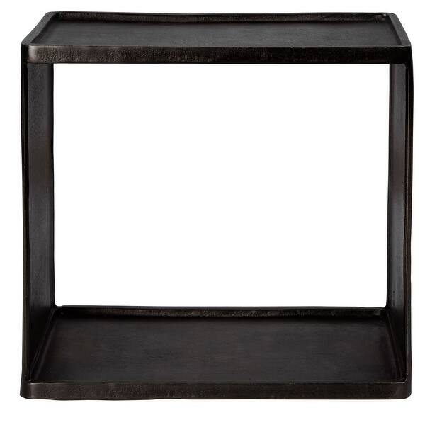 slide 2 of 4, 20" Black Antique Rectangular Open Center Side Table