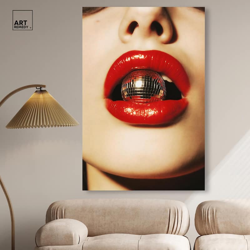 Disco Lips Canvas by Art Remedy, Gallery Wrapped