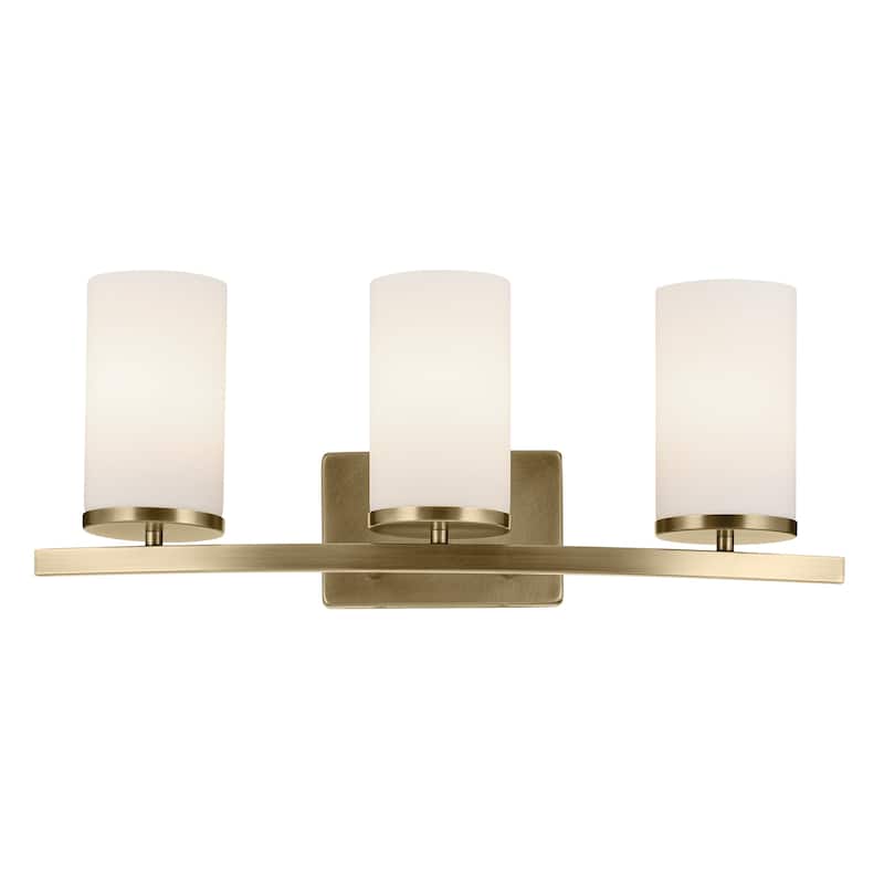 Kichler Lighting Crosby 23 in. 3-Light Natural Brass Vanity Light with Etched Glass