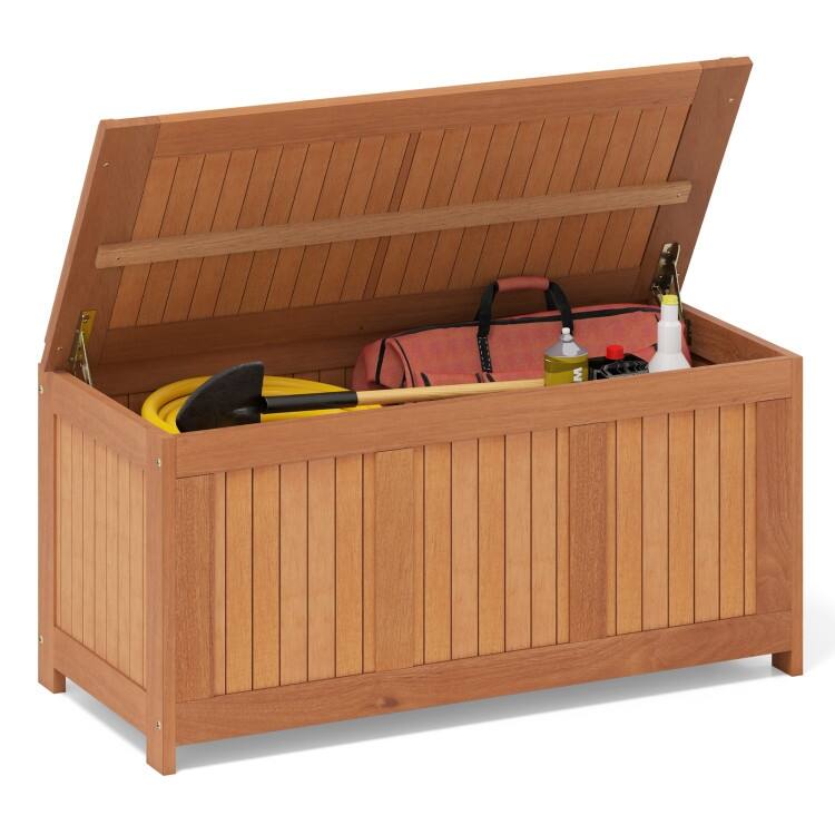 Teak Solid Wood Outdoor Storage Bench 58-Gal Patio Seating Box - 20.5" x 45" x 23"