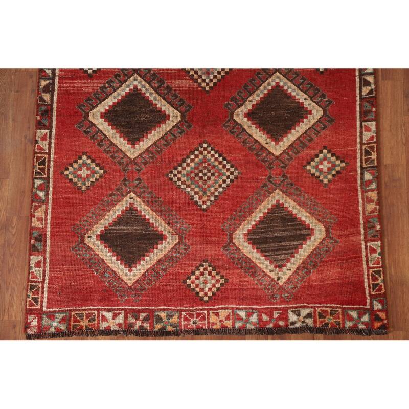 Hand Knotted Oriental 100% Wool Carpet Traditional Tribal Red Lori Runner Rug - 8' 10'' X 4' 5''