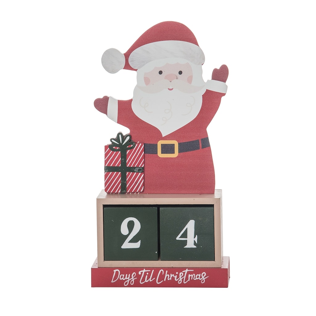 Transpac Wood 9.76 in. Multicolored Christmas Santa Block Countdown Set of 3 - Multi