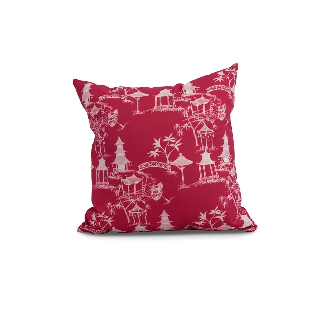 20 x 20 Inch Chinapezka Floral Print Outdoor Pillow