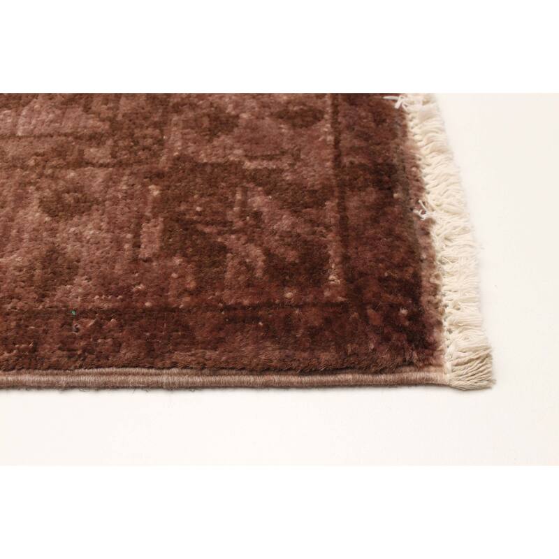 ECARPETGALLERY Hand-knotted Vibrance Chocolate Wool Rug - 2'6 x 9'7