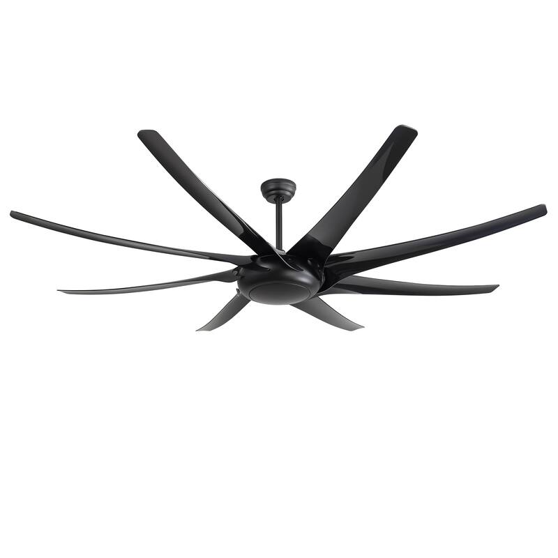 Large 100/84-inch 8-Blade Matte Black Ceiling Fan with Remote,No Light