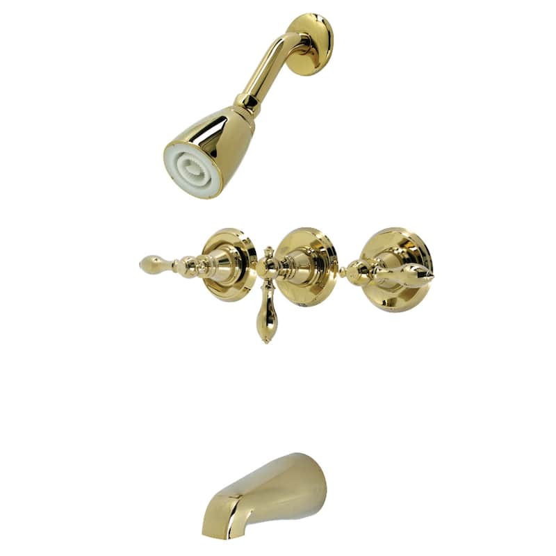 American Classic Three-Handle Tub and Shower Faucet - Polished Brass