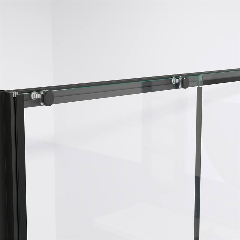 Single Sliding Shower Door Semi-Frameless Shower Glass Panel, 1/4" Clear Tempered Glass