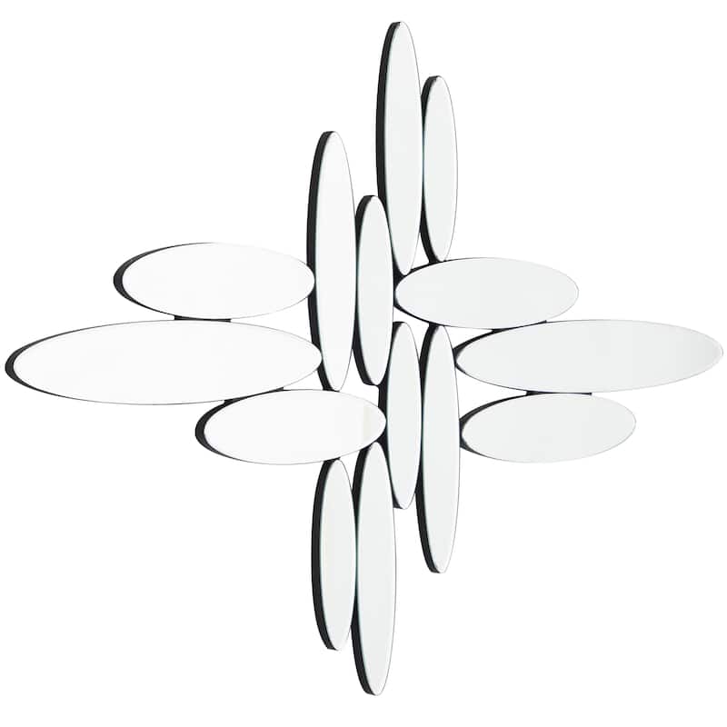 Glass Abstract Oval Wall Mirror - Silver - Roche River Decor - 1"W x 40"L x 28"H