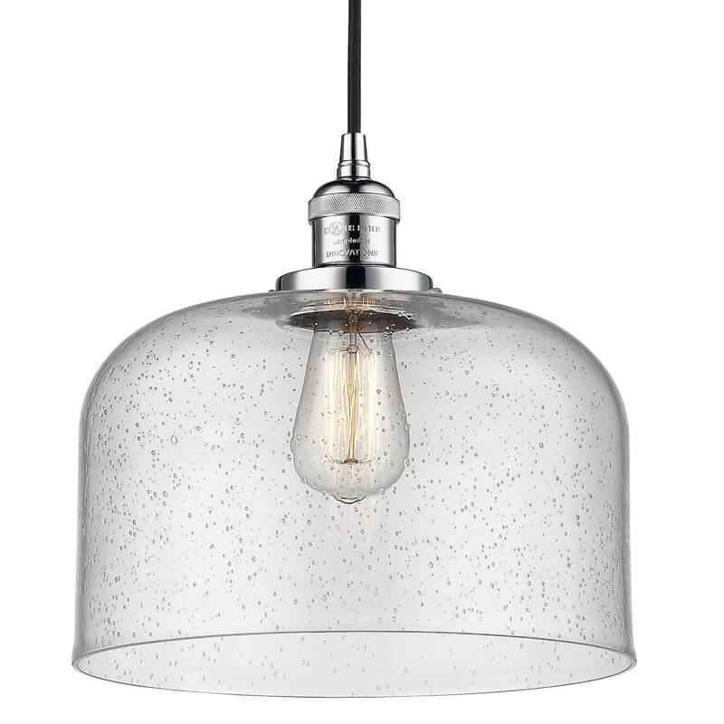 Innovations Lighting X-Large Bell Single Light 12" Wide Pendant with - Polished Chrome / Seedy