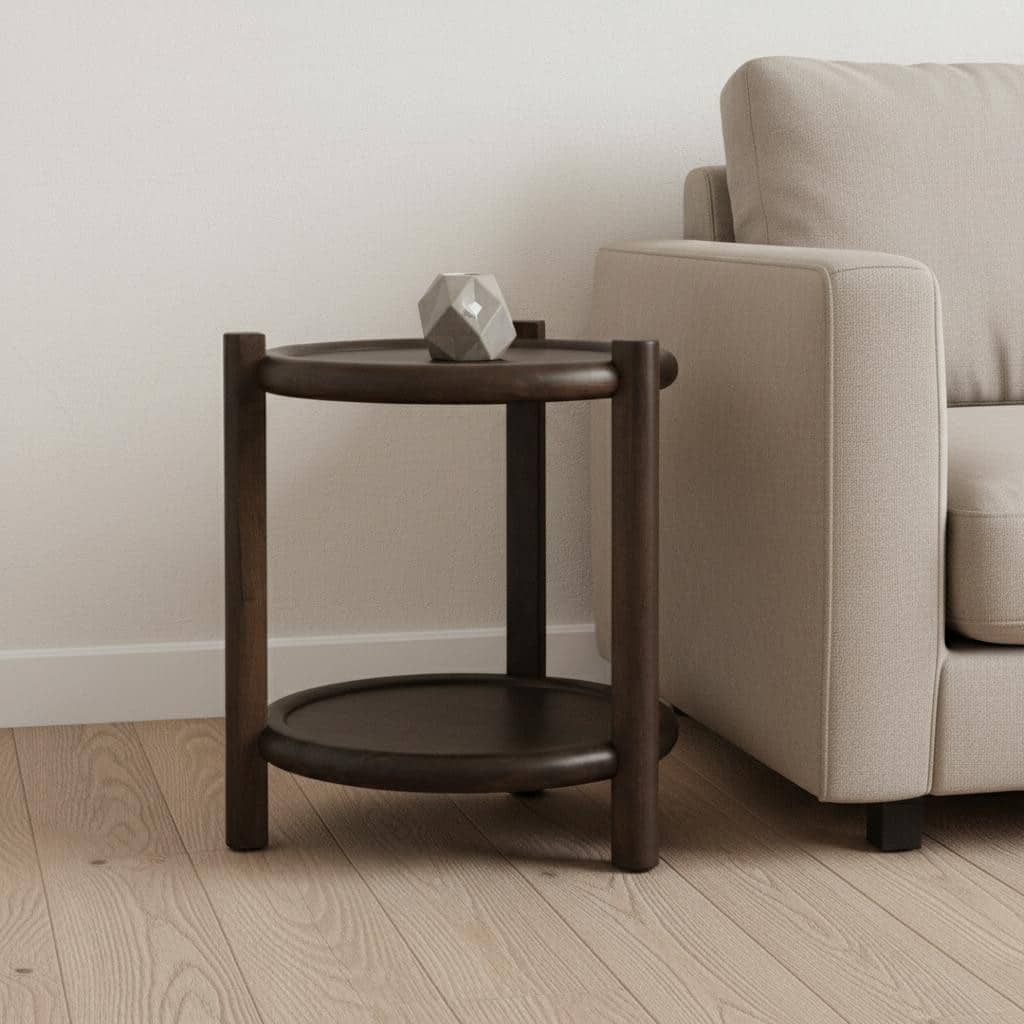 HomeRoots 24" Dark Brown Solid Wood Tray Table - 23.50 in. x 26.00 in. x 23.50 in.
