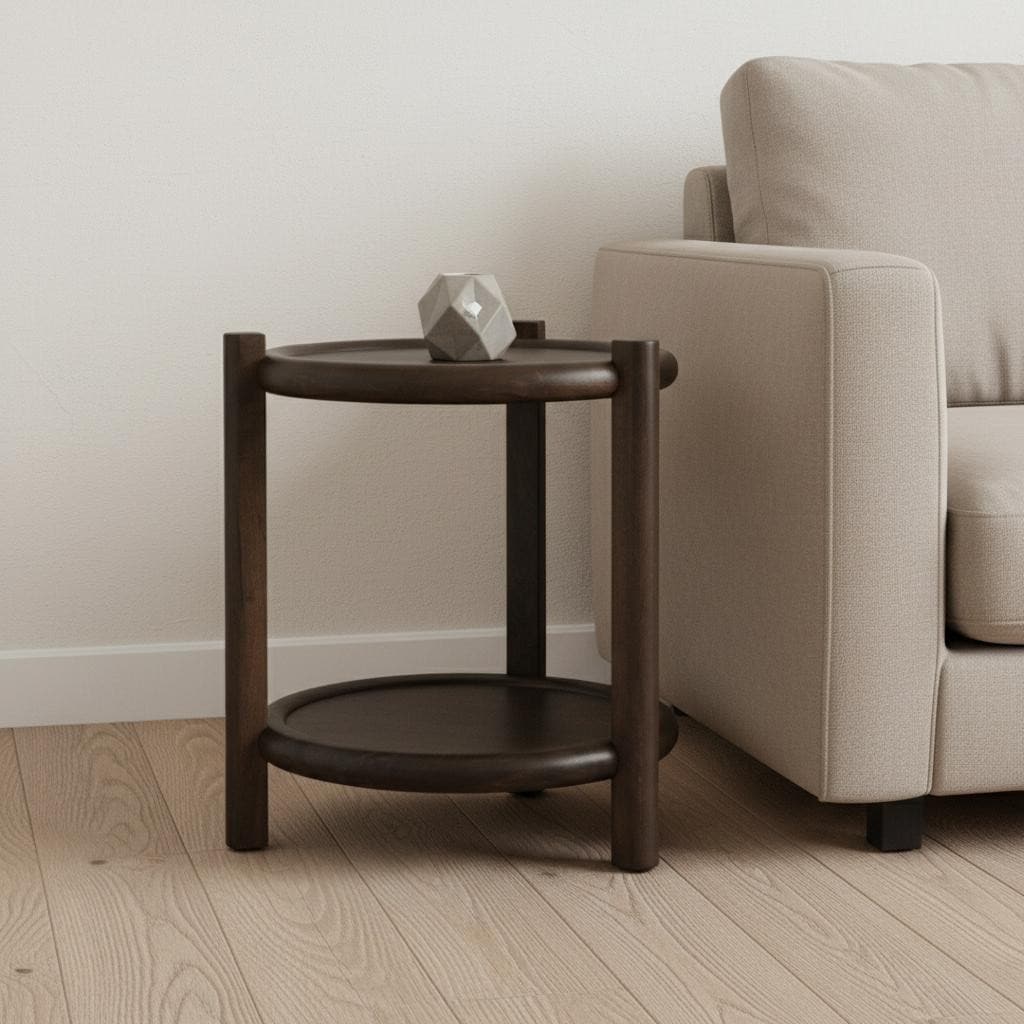 HomeRoots 24" Dark Brown Solid Wood Tray Table - 23.50 in. x 26.00 in. x 23.50 in.
