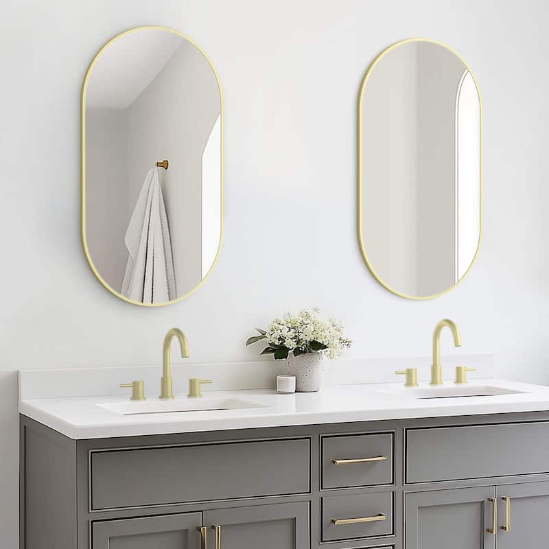 20 x 36 Inch Shatterproof Wall Mount Metal Frame Mirror