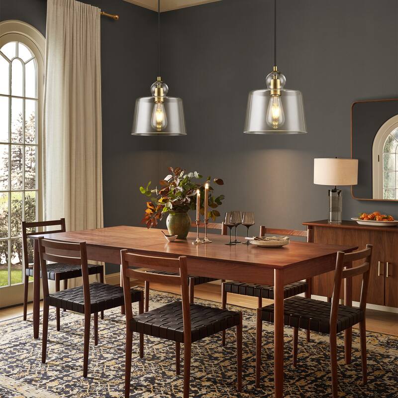 8.7" 1-Light Modern Mini Chrome/Gold/Matte Black Clear Glass Pendant Light for Kitchen Island Dining Room