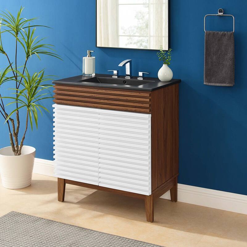 Render 30" Bathroom Vanity - White Walnut Black