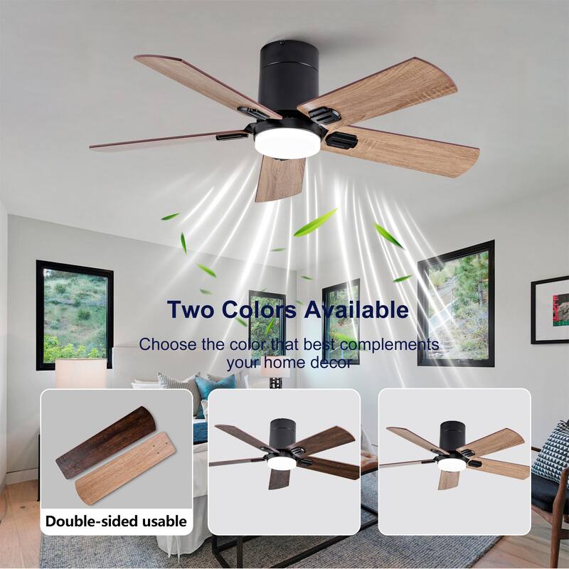 42" Low-Profile Ceiling Fans w/ Light and Remote, Dimmable LED, Quiet Reversible DC Motor