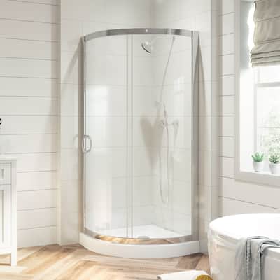 OVE Decors Breeze Corner Shower Sliding Door with Base and Clear