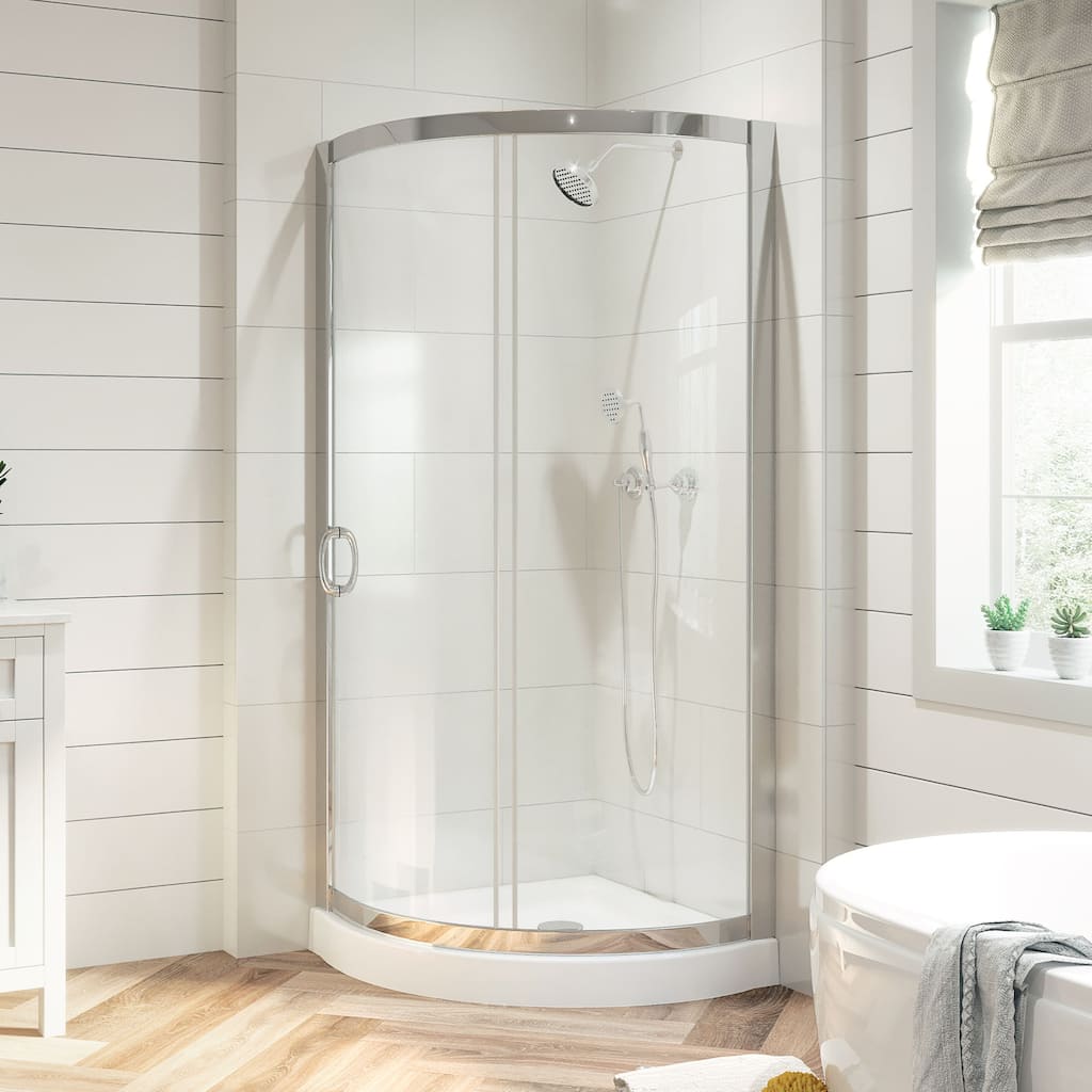 OVE Decors Breeze Corner Shower Sliding Door with Base and Clear