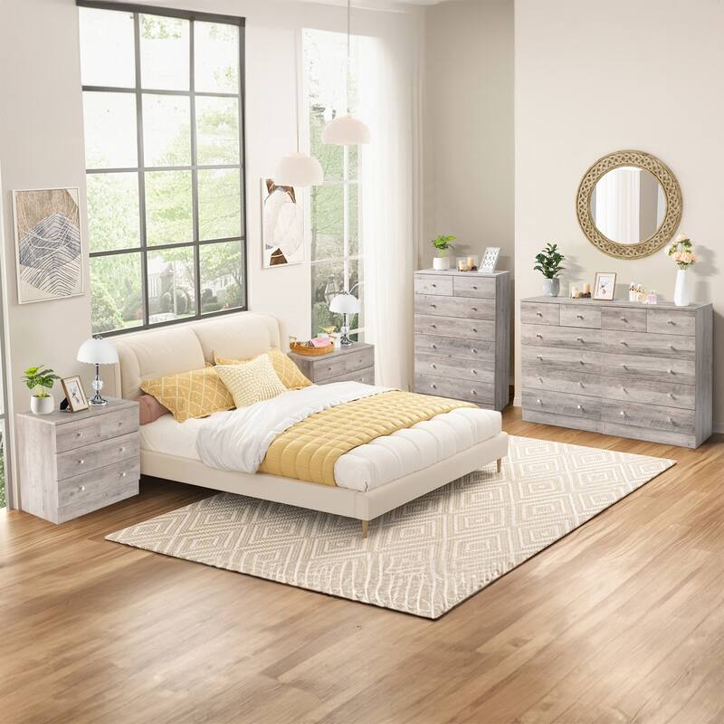 Modern Simple Dresser P2 Particle Board Storage for Bedroom, Living Room, or Home Office