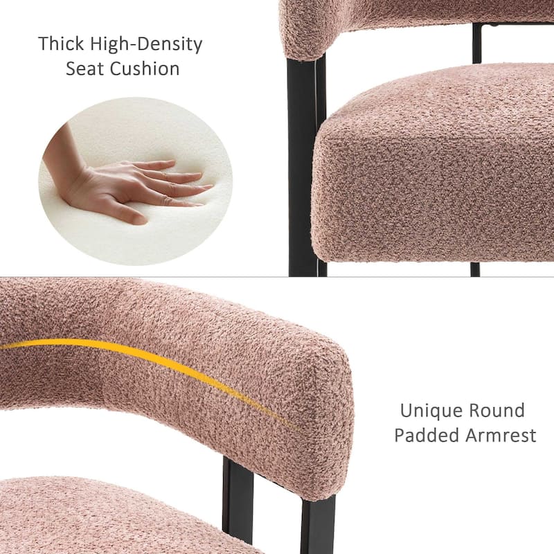 Upholstered Teddy Velvet Single Accent Chair Modern Corner Padded Boucle Armchair for Living Room Bedroom Lounge