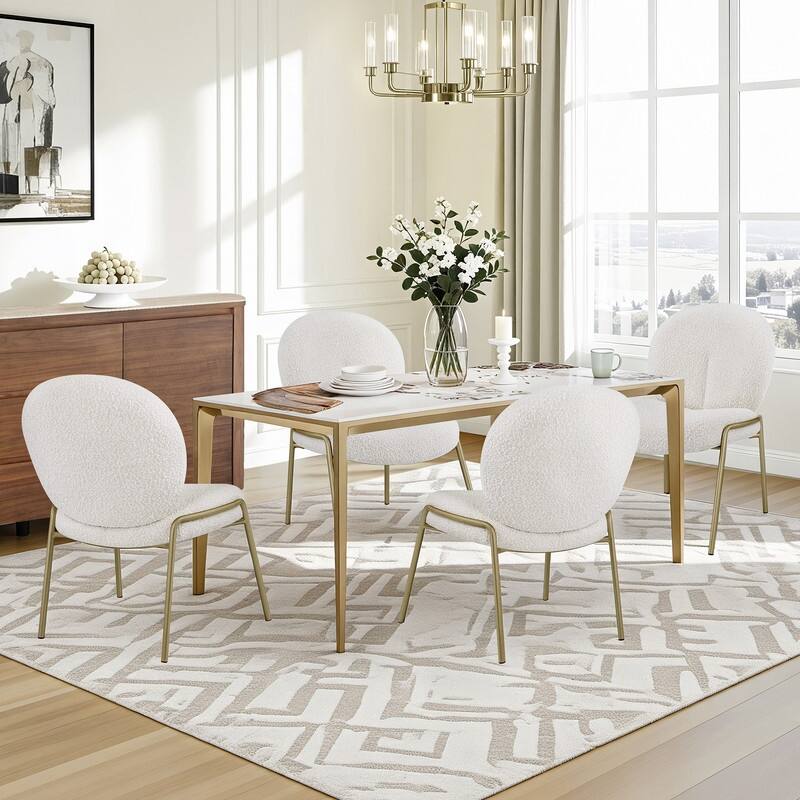 Spruce & Spring Modern Pandora Sintered Stone Dining Table with Sculptural Bronze-Aluminum Base - 63"