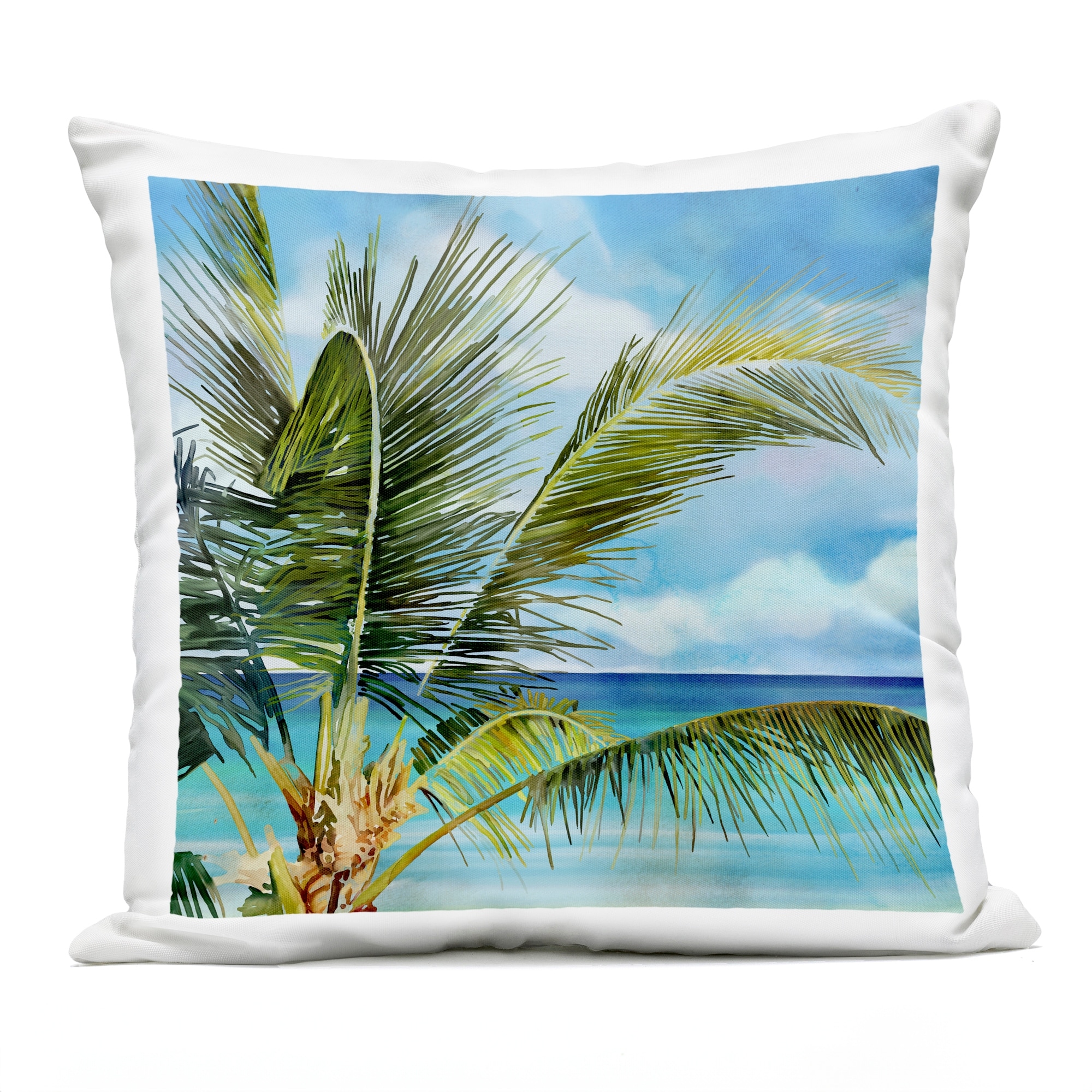 Stupell Lush Palm Watercolor View Printed Outdoor Throw Pillow Design by Mauro Devereaux